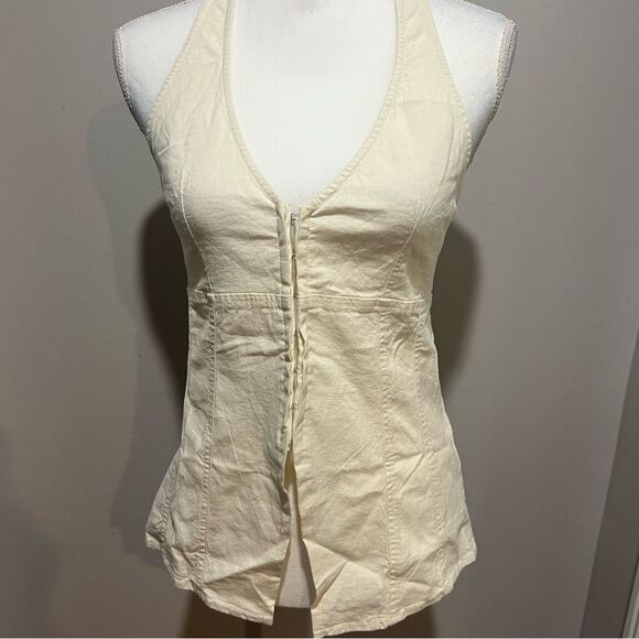 NWT Urban Outfitters Sari Seamed Linen-Blend Halter Vest Top womens size small - Picture 2 of 9